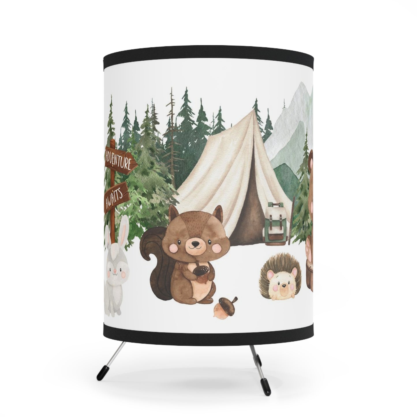 Woodland nursery lamp, Forest table lamp - Camping Critters