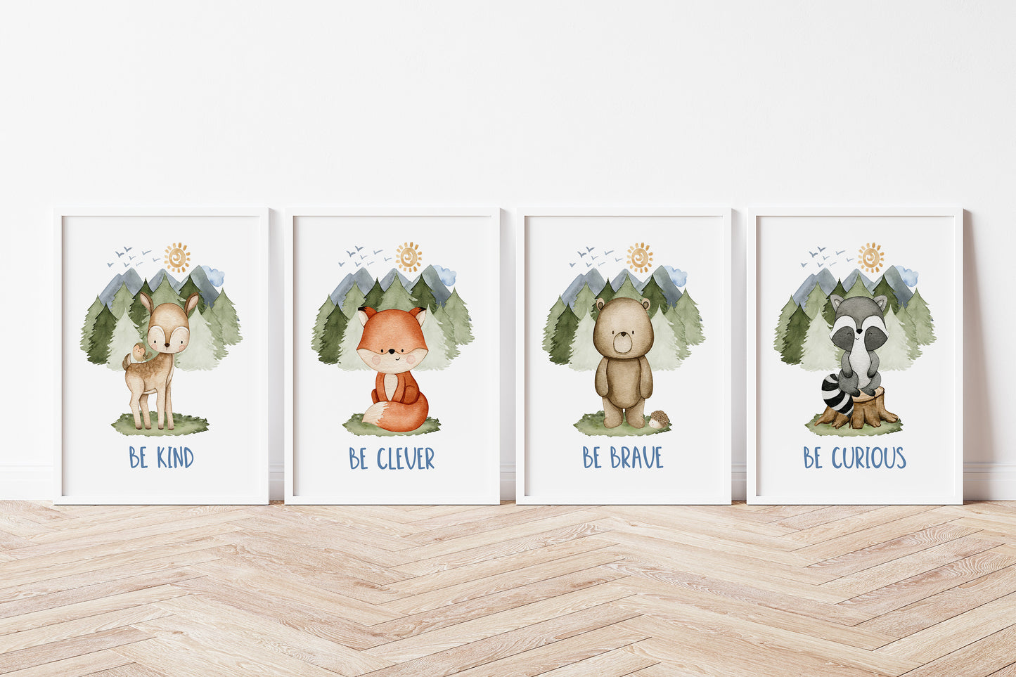Woodland Wall Art, Forest Nursery Prints Set of 4 - Magical Forest