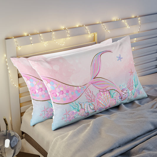 Mermaid pillow sham, Mermaid girl room decor - Pink Mermaid