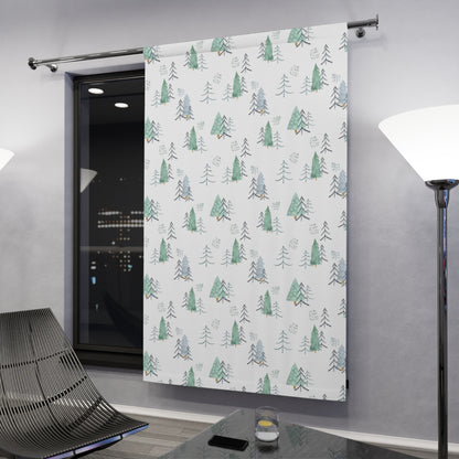Pine trees blackout curtain, Single panel, Forest nursery decor - Scandi woodland