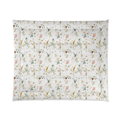 Vintage floral comforter, Wildflower nursery bedding - Vintage garden