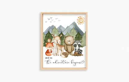 And So The Adventure Begins, PRINTABLE woodland Wall Art, Forest Nursery Print - Magical Forest