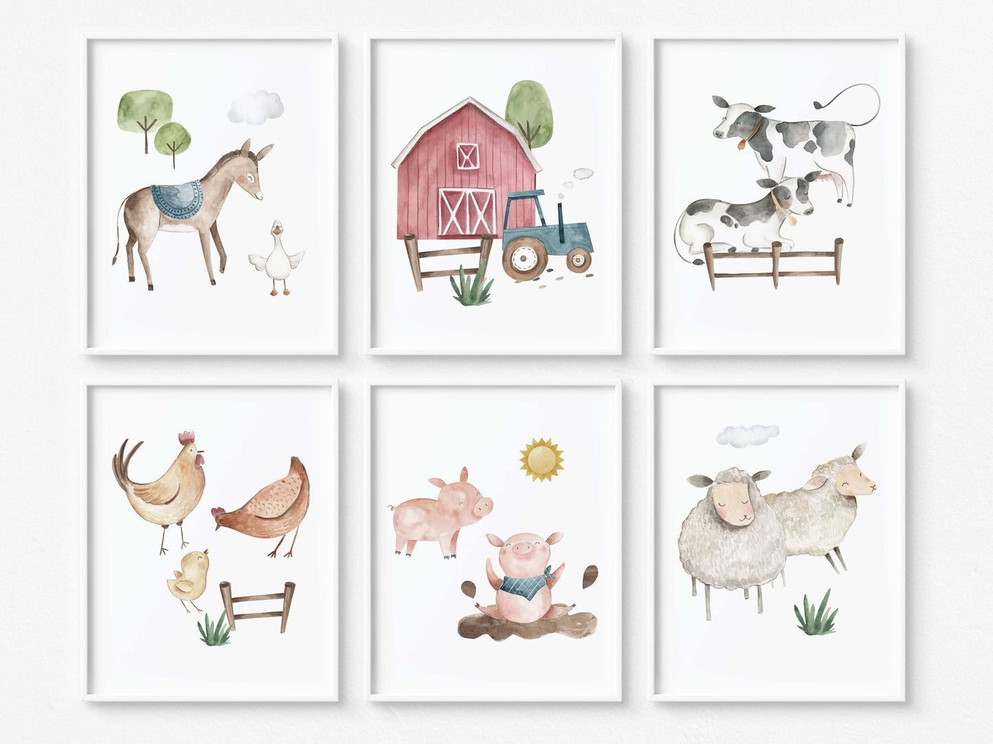 Set of 6 PRINTABLE Farm Wall Art, Farm Nursery Prints - Farm Adventure