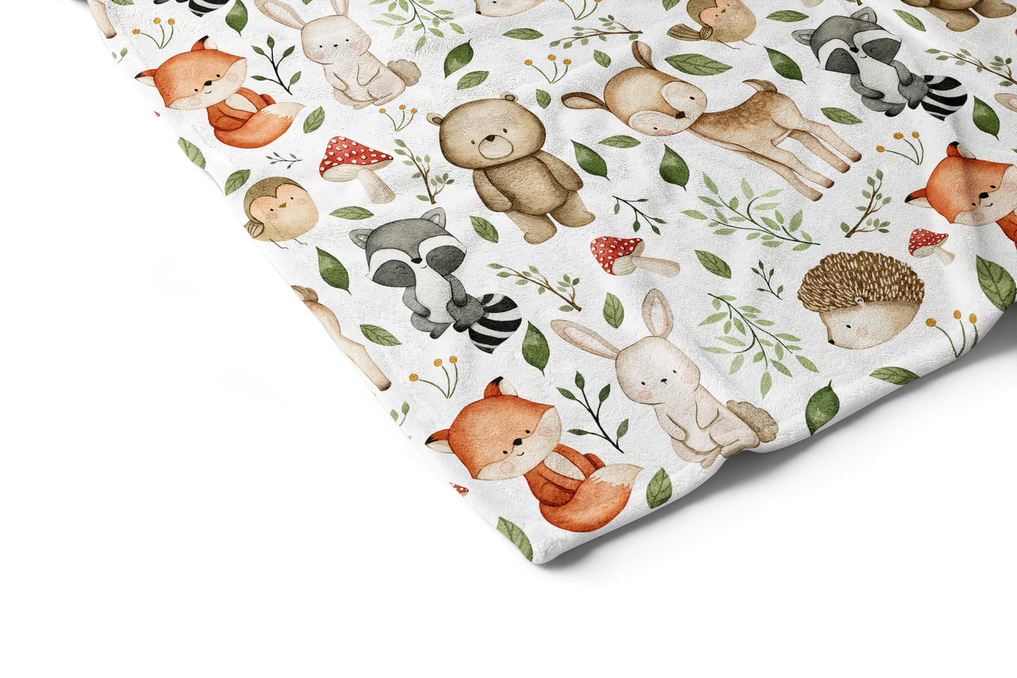 Woodland nursery bedding, Forest animals minky blanket - Magical forest