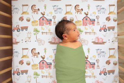 Farm Crib Sheet | Barnyard Nursery Bedding - Sweet farm house