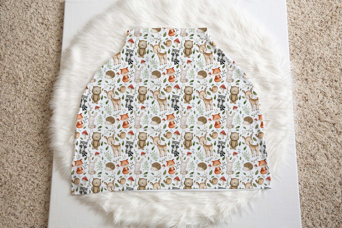 Woodland animals car seat cover, Forest nursing cover - Magical Forest