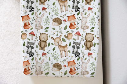 Woodland changing pad cover, Forest animals changing pad - Magical Forest