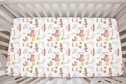 Farm Crib Sheet | Barnyard Nursery Bedding - Sweet farm house