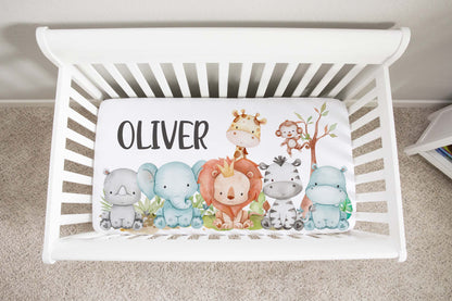 Safari Personalized Crib Sheet, Safari Nursery Bedding - Cute Safari