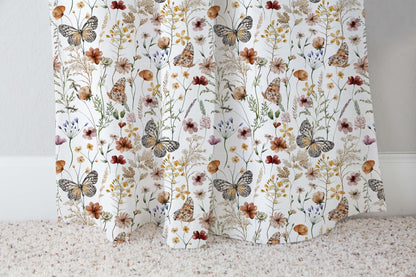 Wildflowers Curtain, Single Panel, Butterfly nursery decor - Butterfly garden