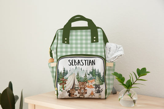 Personalized Woodland animals diaper bag | Forest baby backpack - Camping Critters