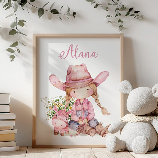 Pink cowgirl nursery wall art, Cowgirl room decor