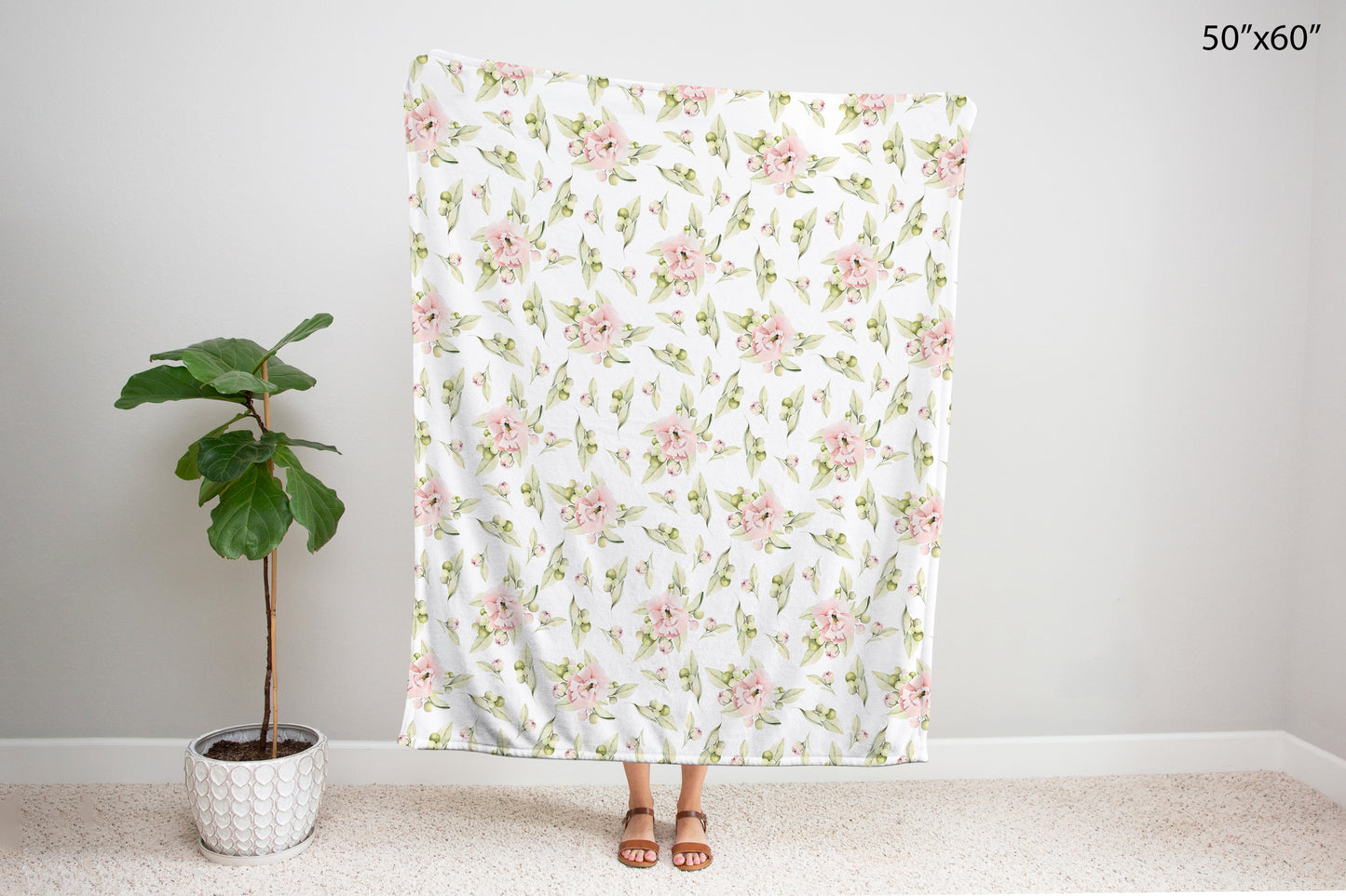 Pink floral blanket, Floral nursery bedding - Magical Unicorn