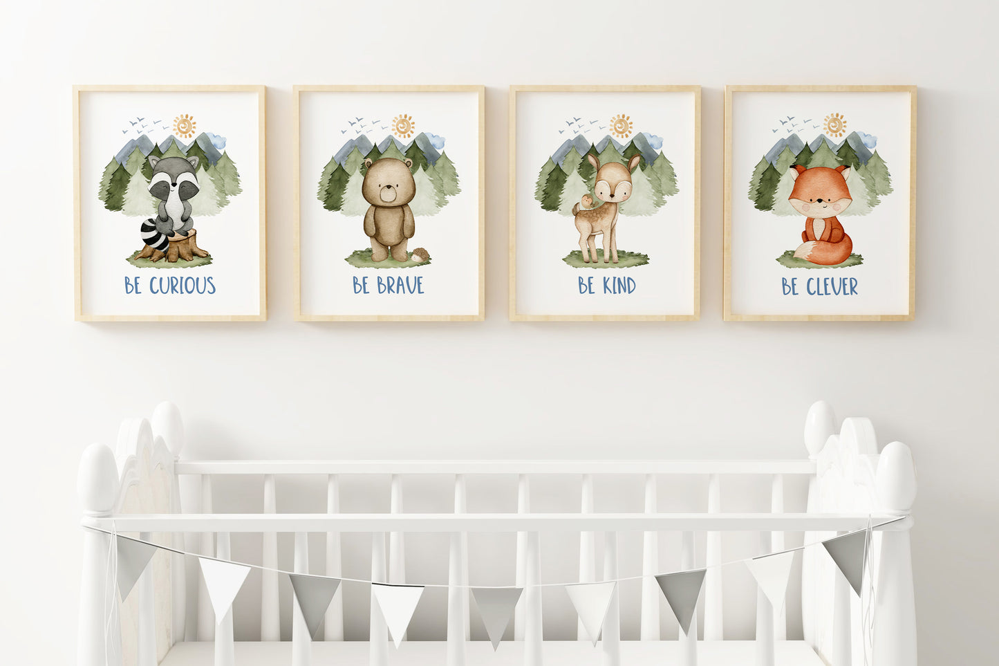 Woodland Wall Art, Forest Nursery Prints Set of 4 - Magical Forest