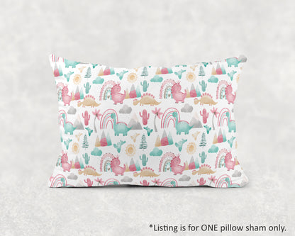 Dinosaur pillow sham, Dinosaur nursery decor - Pink Dinosaur