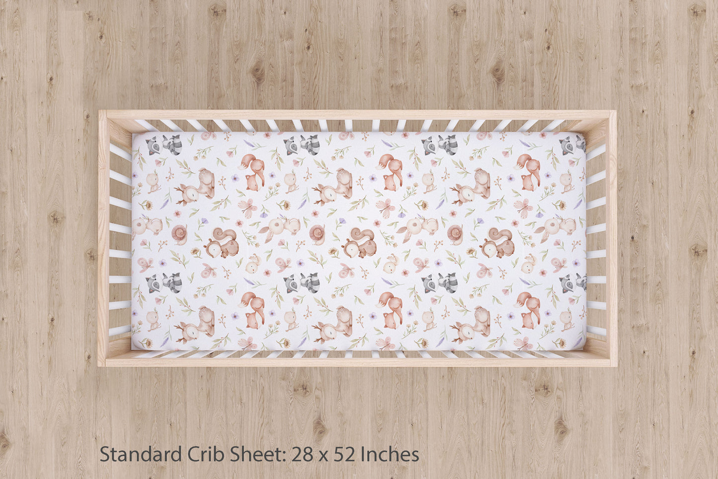 Woodland Crib Sheet, Standard and Mini, Woodland nursery bedding - Baby Woodland