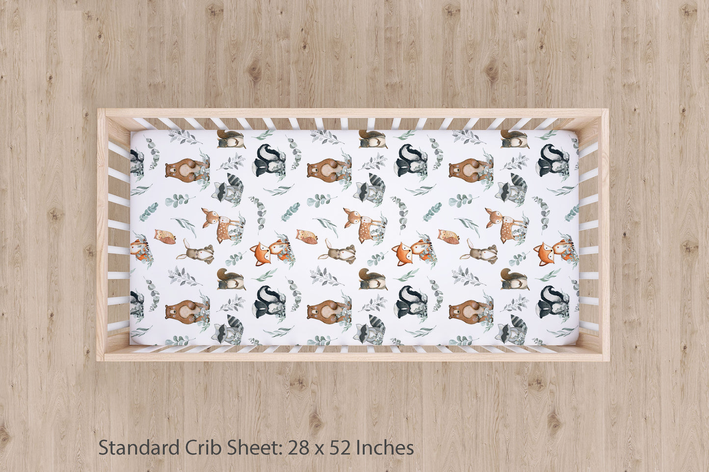 Woodland animals crib sheet Crib Sheet, Woodland nursery bedding - Greenery Woodland