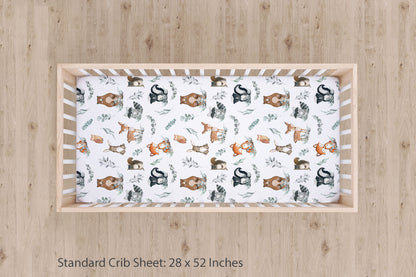 Woodland animals crib sheet Crib Sheet, Woodland nursery bedding - Greenery Woodland
