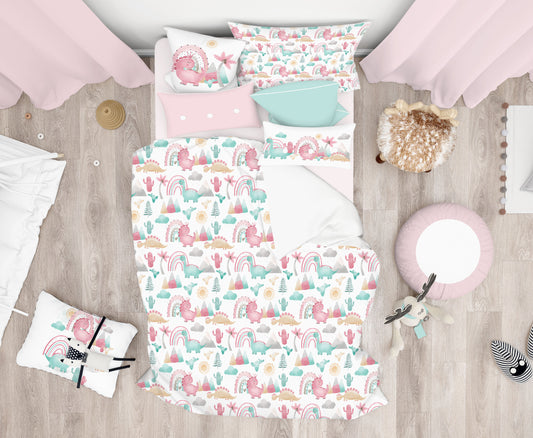 Pink dinosaur comforter,Twin Twin XL Queen king comforter for girls, Dinosaur themed room - Pink Dinosaur