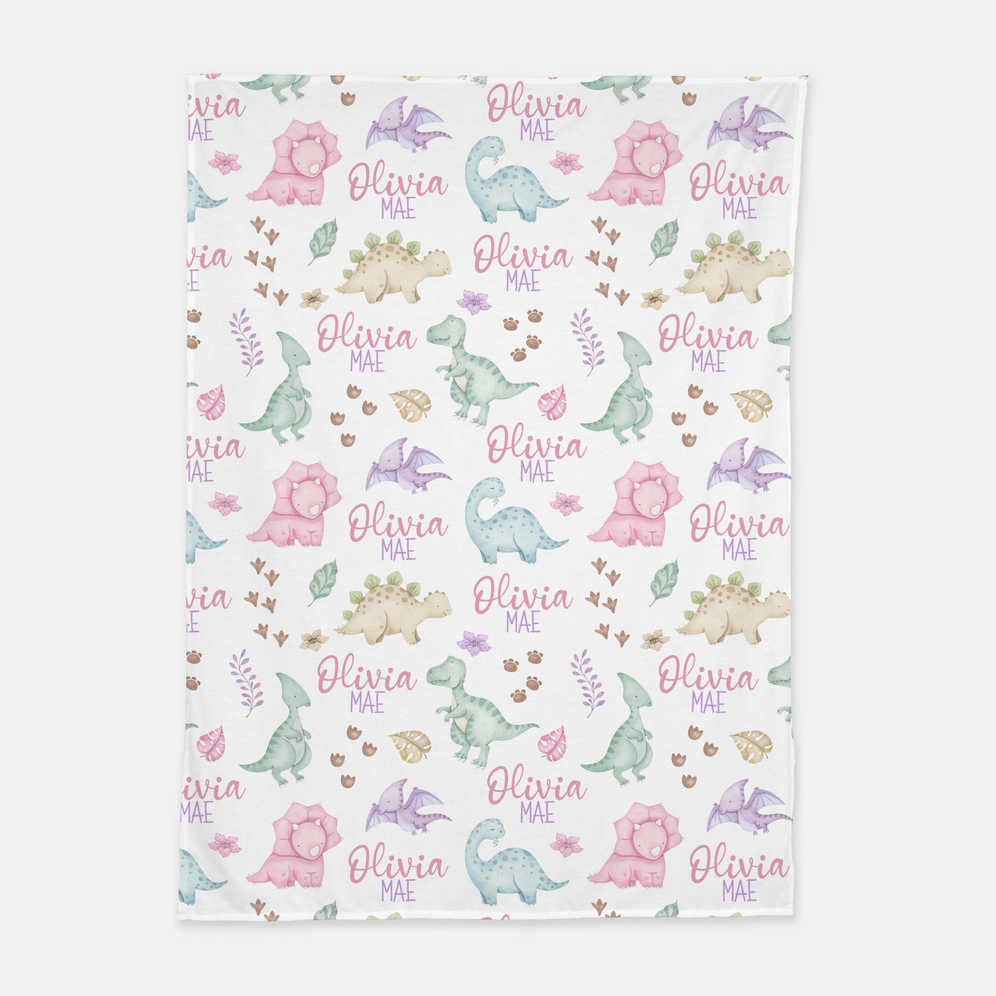 Personalized Pink dinosaur Swaddle Set, Custom Blanket Baby Name - Pink Jurassic