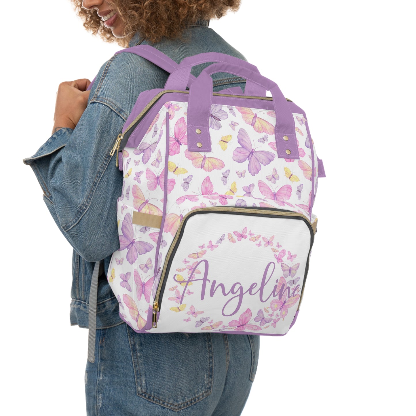 Personalized Butterfly diaper bag | Pink Butterfly baby backpack