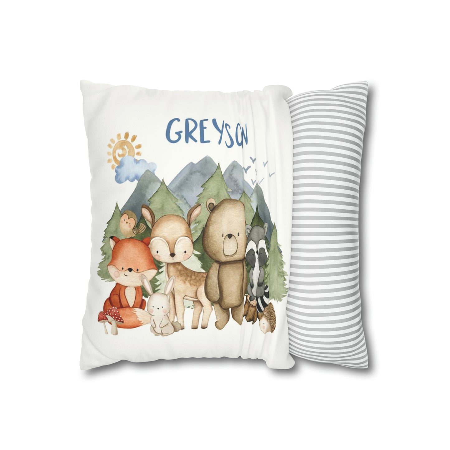 Personalized Woodland Animals Pillow cover, Forest Nursery Decor - Magical Forest