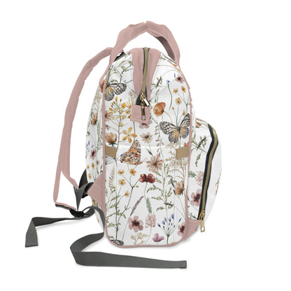 Personalized wildflower diaper bag | Butterflies floral baby backpack - Butterfly Garden