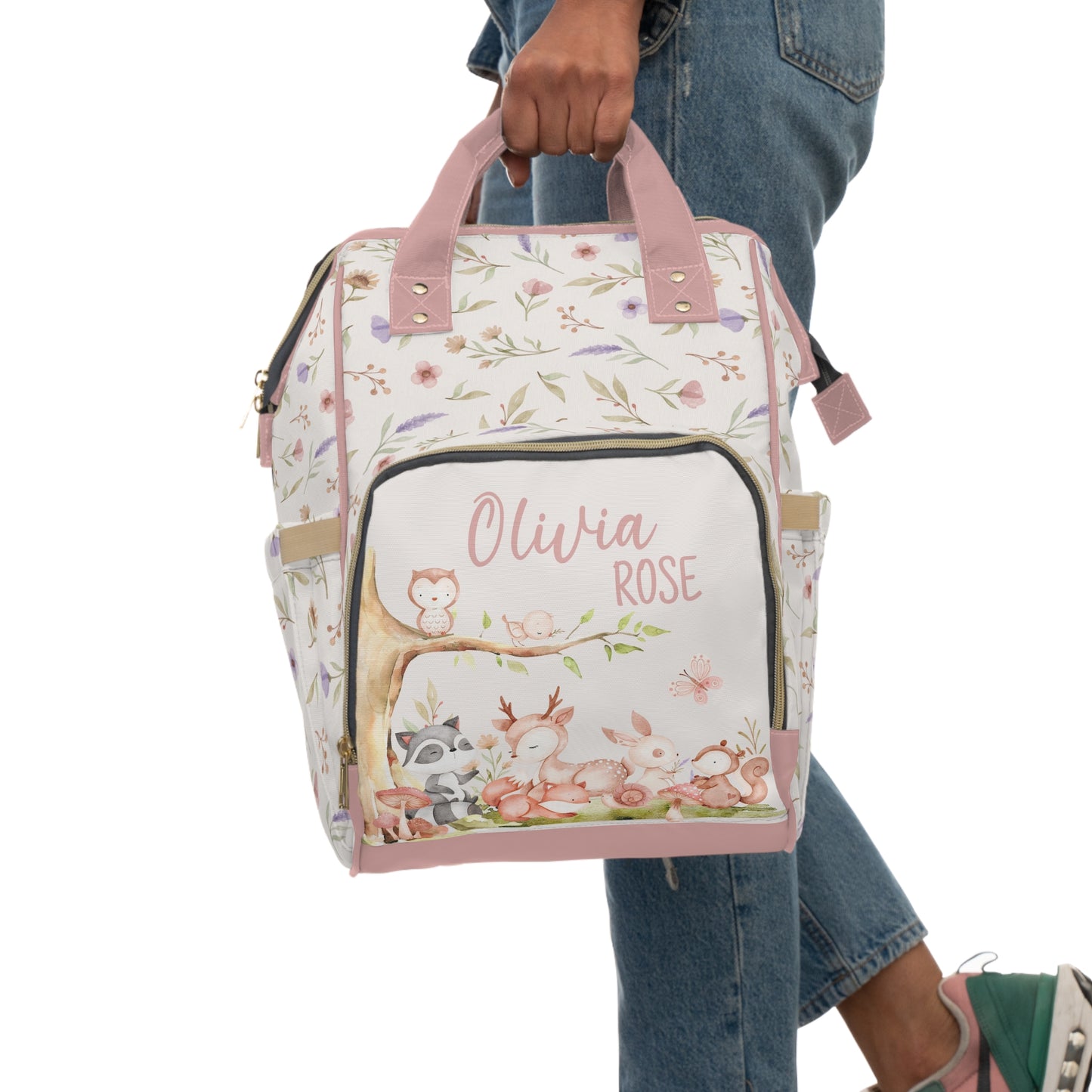 Personalized Woodland diaper bag | Forest animals baby backpack - Baby woodland