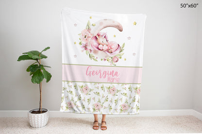 Personalized Unicorn Minky y Sherpa Blanket, Unicorn nursery bedding - Magical unicorn
