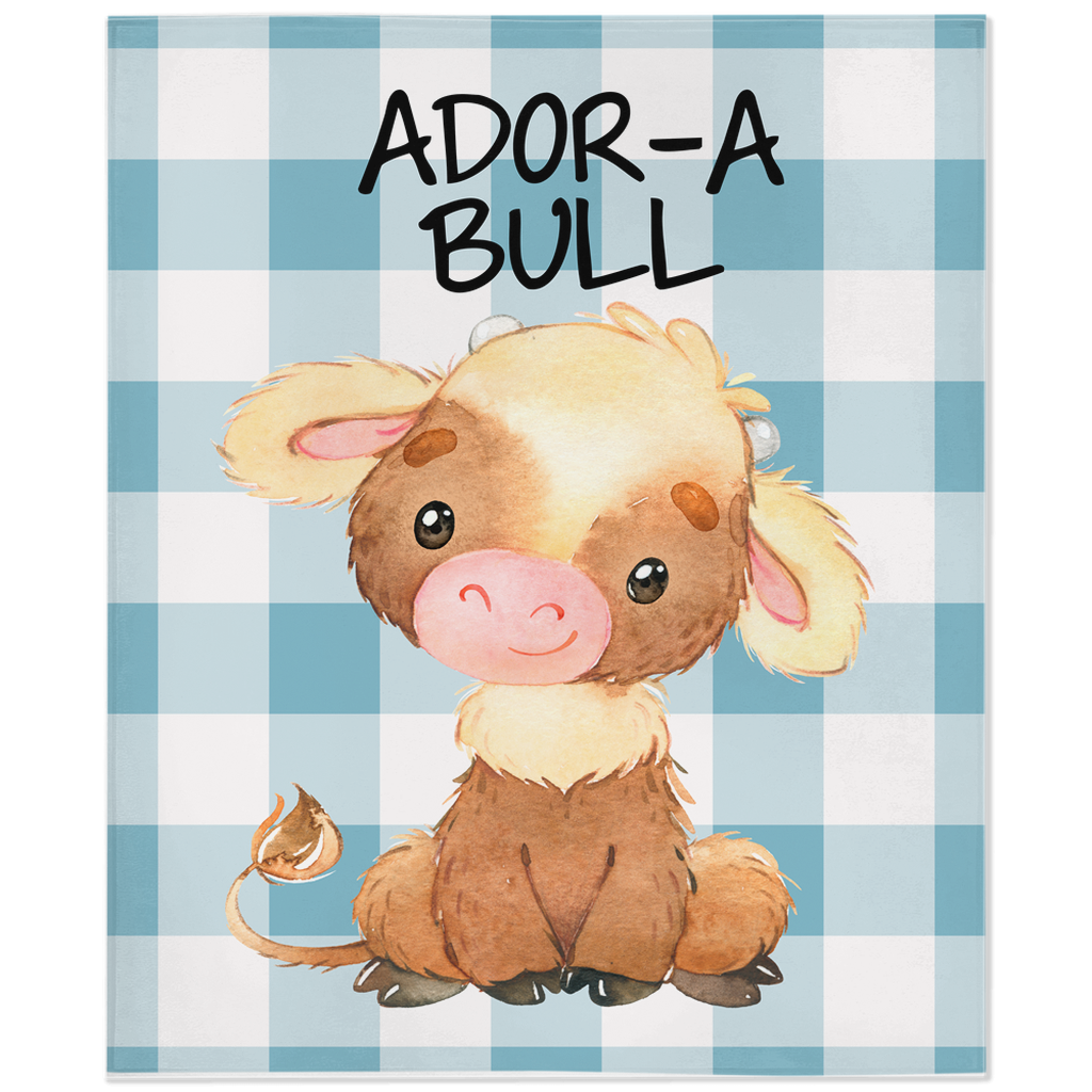 Ador-a Bull Minky Blanket, Farm Nursery Bedding - Farm Babies