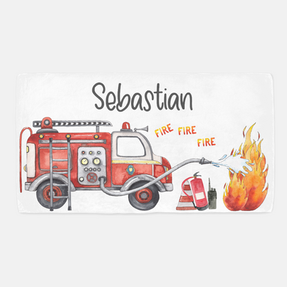 Fireman Personalized Crib Sheet, Fireman Nursery Bedding - Little Hero