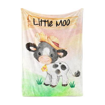 Little Moo Cow Minky Blanket, Farm Nursery Bedding - Farm Babies