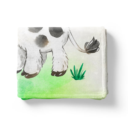 Little Moo Cow Minky Blanket, Farm Nursery Bedding - Farm Babies