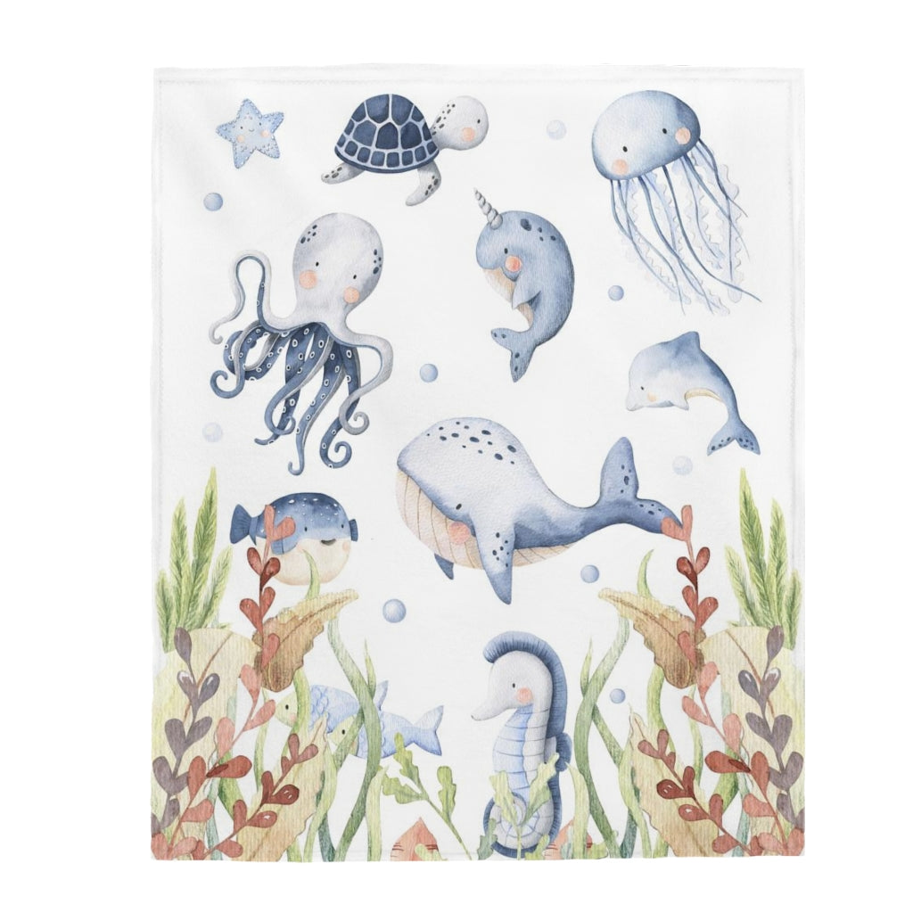 Under the sea Blanket, Sea Animals Nursery Bedding - Little Ocean