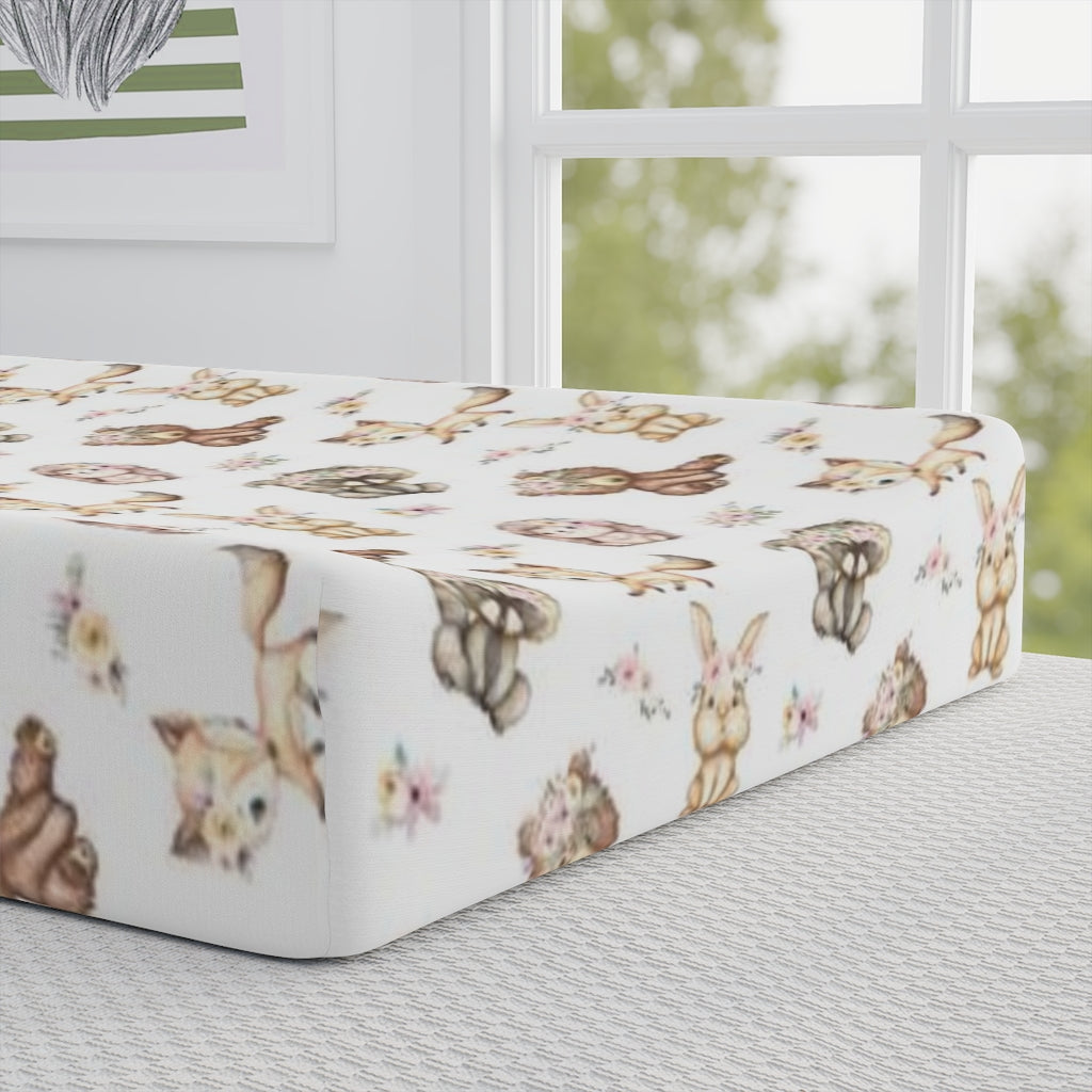Woodland Animals Changing Pad Cover, Forest Animals Nursery Decor - Forest Friends