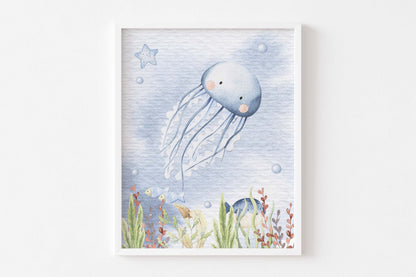 Under the Sea Wall Art, Ocean Nursery Prints Set of 6 - Little Ocean