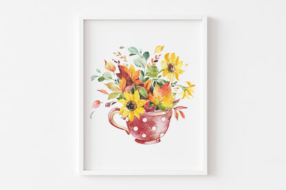 Sunflower Wall Art, Floral Nursery Prints Set of 6