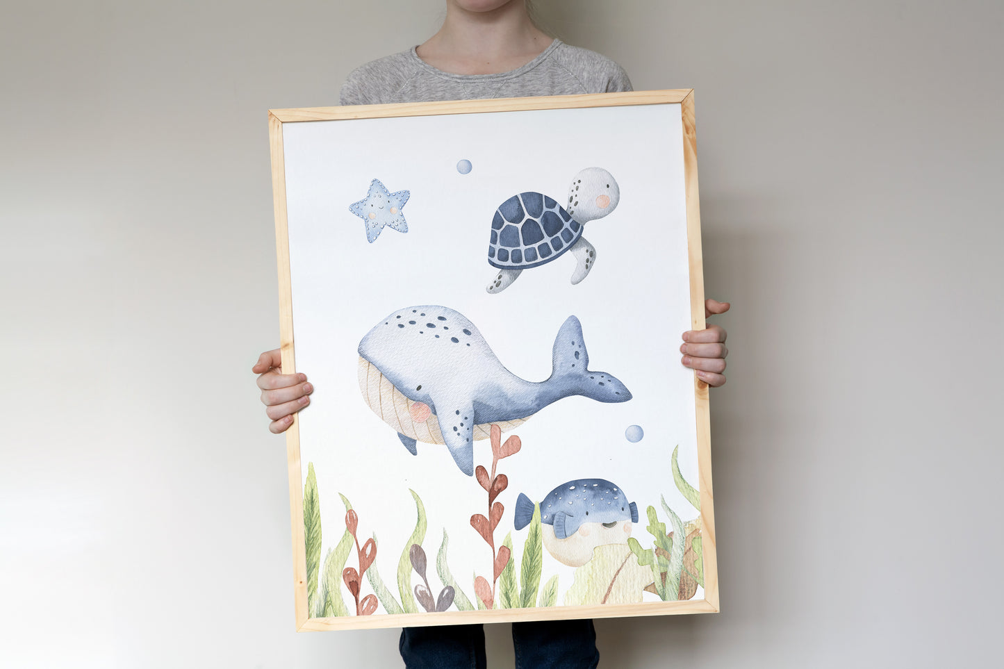 Under the sea Wall Art, Ocean animals Nursery Prints set of 3 - Little Ocean