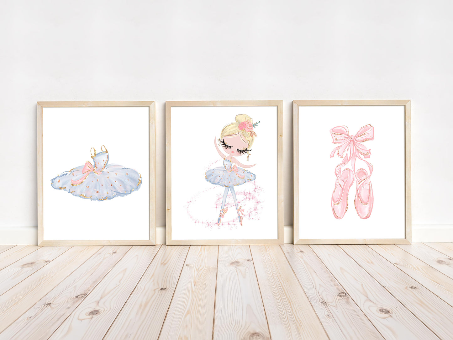 3 PRINTABLE Ballerina  Wall Art, Ballet Nursery Prints - Sweet Ballet