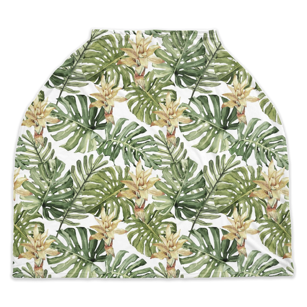 Tropical Car Seat Cover | Leaves Nursing Cover - Little Coconut