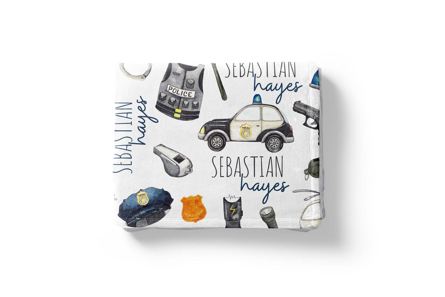 Police Personalized Minky Blanket, Policeman Nursery Bedding - Little Police
