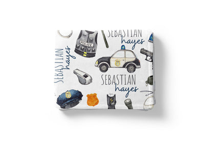 Police Personalized Minky Blanket, Policeman Nursery Bedding - Little Police