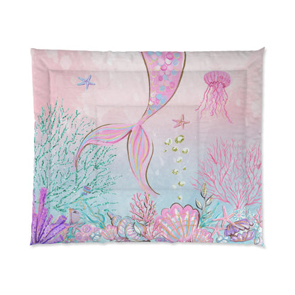Mermaid Comforter, Twin Twin XL Queen King comforter for girls,  Mermaid crib bedding - Pink Mermaid