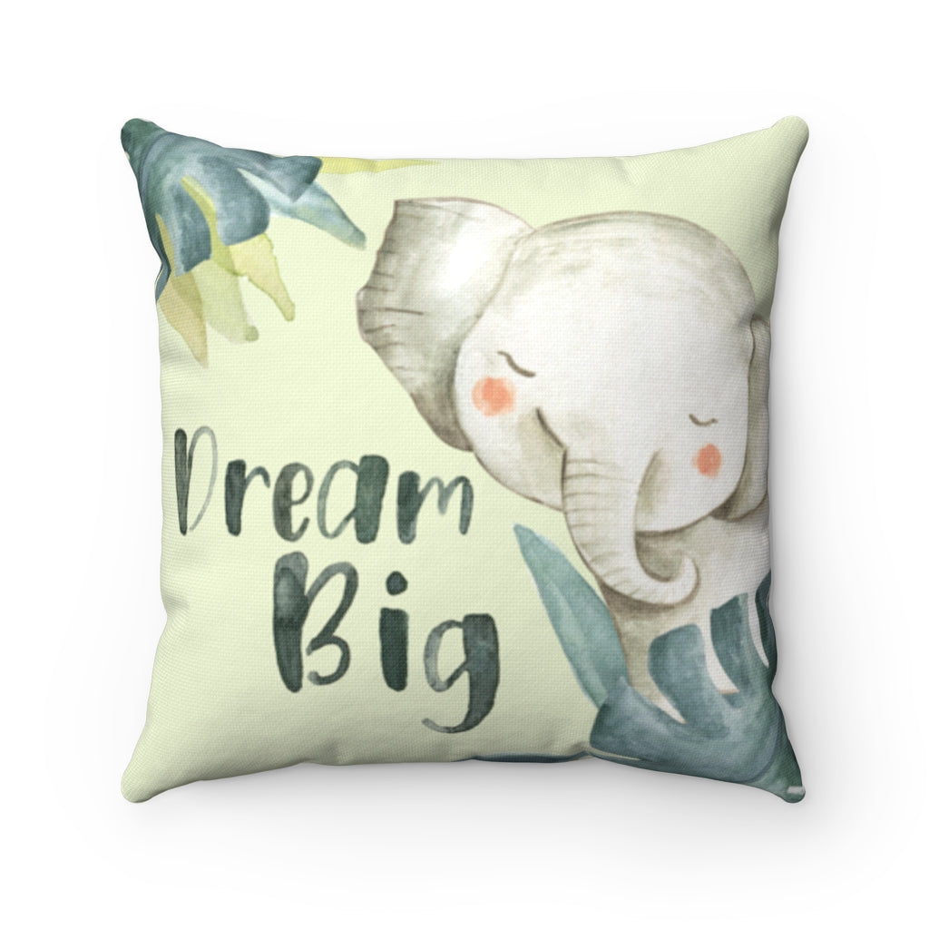 Dream Big Elephant Pillow, Safari Nursery Decor - Baby Africa