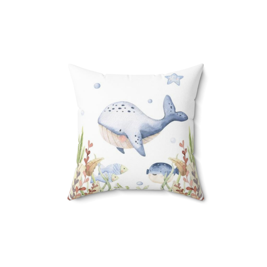 Whale Pillow COVER, Under the sea nursery bedding - Little Ocean