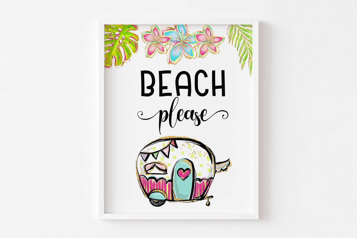 Beach Please Wall Art, Tropical Nursery Prints Set of 4