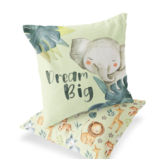 Dream Big Elephant Pillow, Safari Nursery Decor - Baby Africa