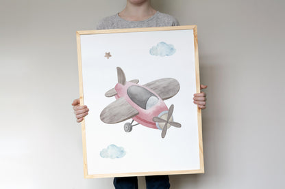Airplanes Wall Art, Aviation Nursery Prints Set of 6 - Little Aviator