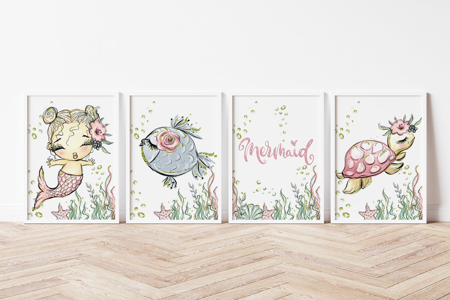 Mermaid Wall Art, Mermaid Nursery Prints set of 3