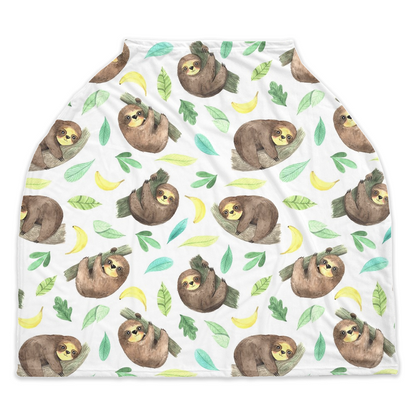 Little Sloth Car Seat Cover, Tropical Nursing Cover